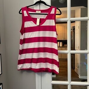 Anthropologie Pink and White Striped Tank Top size XL NWT